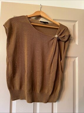 Zara Brown Knit Sleeveless Top with Ring Detail